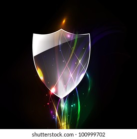 Abstract wave shield design. Vector background
