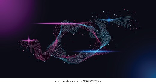 abstract wave space background design illustration for music. modern digital line wave background design illustration with futuristic and modern styles for banner and poster. 