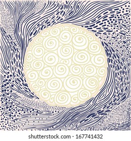 abstract wave and spots background with spiral circle