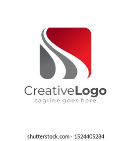 Abstract Wave Square Rounded Letter S Logo Design Vector Illustration