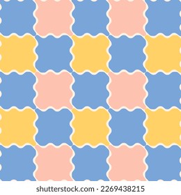 Abstract wave squares background. Retro groovy poster.