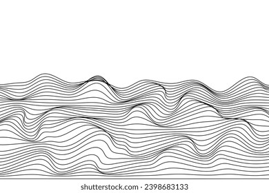 Abstract wave stripe background. Abstract wireframe landscape background