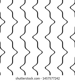 Abstract wave striped black and white seamless pattern