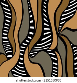 Abstract wave with striped pattern. Vector Illustration.