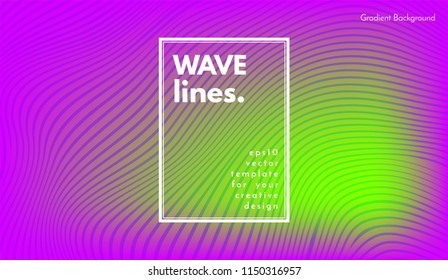 Abstract Wave Stripes. Geometric Template with Distorted Lines and Gradient. Flow Background in Minimal Style. Eps10 Vector. Cover with Stripes and Movement for Poster, Brochure, Business Design,Blank