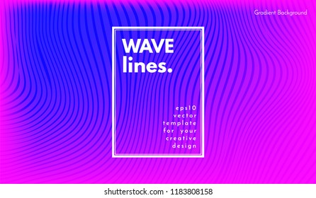 Abstract Wave Stripes. Geometric Template with Distorted Lines and Gradient. Flow Background in Minimal Style. Eps10 Vector. Cover with Stripes and Movement for Poster, Brochure, Business Design,Blank