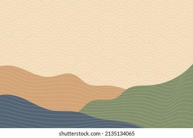 abstract wave style background with geometric japanese pattern and wavy lines