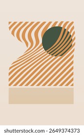 Abstract wave sun boho wall art. Flat mid century wall art decor