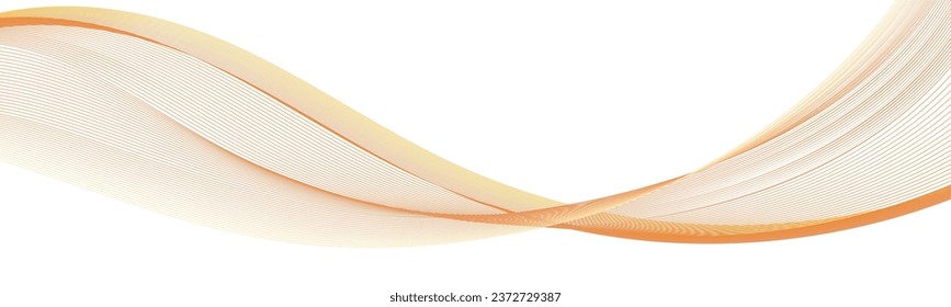 Línea girada de ondas abstractas, flujo de color naranja de verano.  Undulate wave lines, transparente twirl patrón. Resumen de curva aislada, movimiento dinámico, borde, fondo. Ilustración del vector