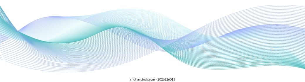 Abstract wave swoosh, teal blue color flow air wave. Smooth swirl , design element isolated on white background.  Transparent veil texture. Vector illustration