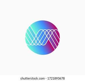 Abstract Wave symbol and icon Logo Template vector in circle.