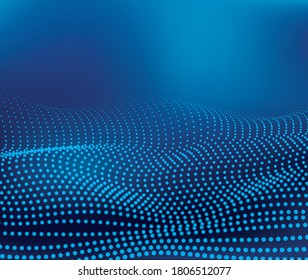 abstract wave technology background with Blue Halftone effect.