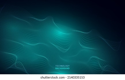 abstract wave technology background with blue light smooth and flow. Big data. Abstract background 3d rendering.