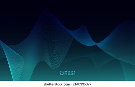 abstrakter Hintergrund der Wellentechnologie mit blauem, glattem und fließendem Licht. Big Data. Abstrakter Hintergrund 3D-Rendering.