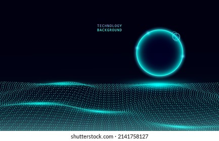 abstract wave technology background with blue light smooth and flow. Big data. Abstract background 3d rendering.