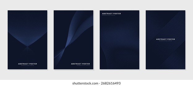 Abstract Wave Technology Background Vector Set. Modern and Futuristic Poster Template for Social Media, Banner, and Cover