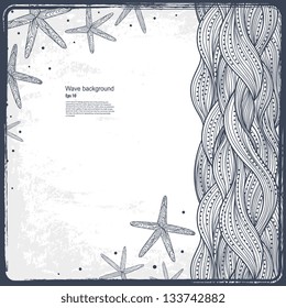 Abstract Wave template background with some sea stars
