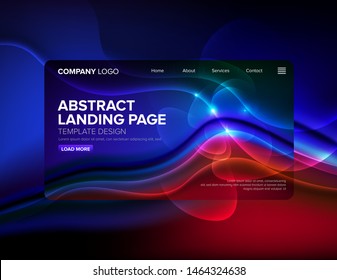 An abstract wave  template design for landing page in beautifully vivid color. Template or background design for website user interface that are suitable for technological theme, art or others.