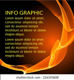Abstract wave. text box. Brochure for computer graphic and technology.Dark orange background. 