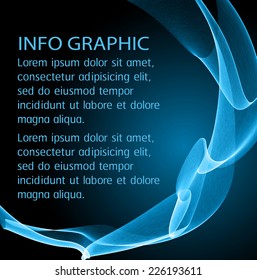 Abstract wave. text box. Brochure for computer graphic and technology.Dark blue background. 