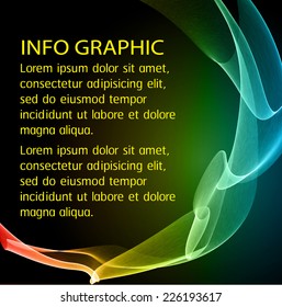 Abstract wave. text box. Brochure for computer graphic and technology.Dark blue yellow red background. 