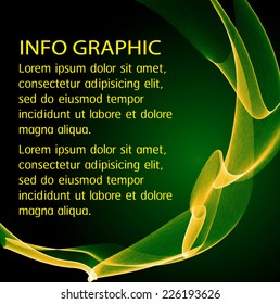 Abstract wave. text box. Brochure for computer graphic and technology.Dark green background. 