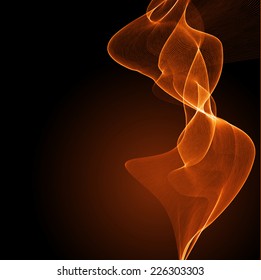 Abstract wave. text box. Brochure for computer graphic and technology. Dark orange background. 