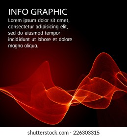 Abstract wave. text box. Brochure for computer graphic and technology. Dark orange background. 