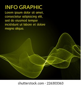Abstract wave. text box. Brochure for computer graphic and technology. Dark green background. 