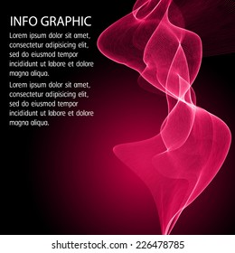 Abstract wave. text box. Brochure for computer graphic and technology. Dark pink background. 