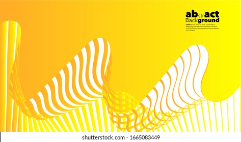 Abstract wave texture gradients on yellow background. Geometric Backdrop for Poster, 3d shapes composition. Modern cover. Brochure, card, website backgrounds or advertising. 