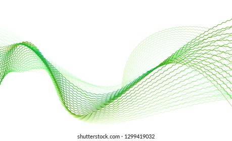 abstract wave thin curved lines graphic for design green
