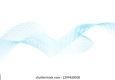 abstract wave thin curved lines graphic for design blue