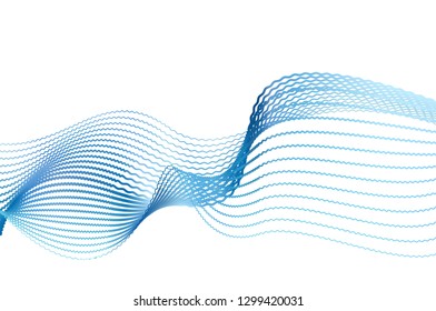 abstract wave thin curved lines graphic for design blue