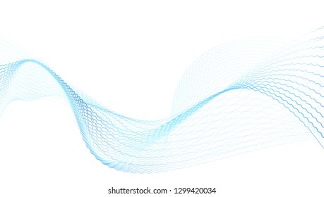 abstract wave thin curved lines graphic for design blue