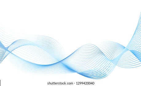 abstract wave thin curved lines graphic for design blue