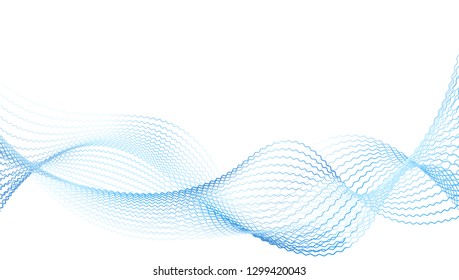 abstract wave thin curved lines graphic for design blue