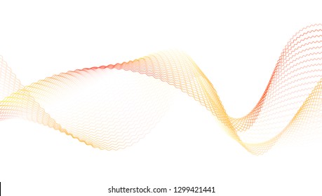 abstract wave thin curved lines graphic for design orange and red