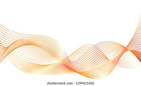 abstract wave thin curved lines graphic for design orange and red