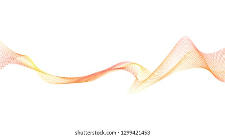 abstract wave thin curved lines graphic for design orange and red