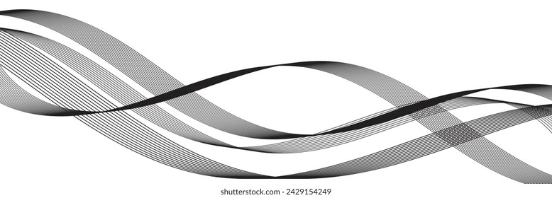 abstract wave thin curved lines graphic for design
