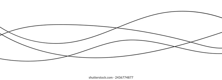 abstract wave thin curved lines graphic for design. Thin line wavy abstract vector background. Curve wave seamless pattern. Line art striped graphic template. Vector illustration.