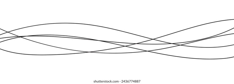 abstract wave thin curved lines graphic for design. Thin line wavy abstract vector background. Curve wave seamless pattern. Line art striped graphic template. Vector illustration.