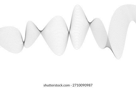 Abstract Wave of Thin, Flowing Lines. Digital Futuristic Concept Background. White and Gray Vector Design Element. Modern Smooth Data Stream.