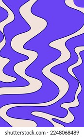 Color azul del afiche del trippy de la ola abstracta. Sencilla ola psicodélica. Ilustración vectorial moderna en estilo y2k retro. Estética de patrón giratorio.