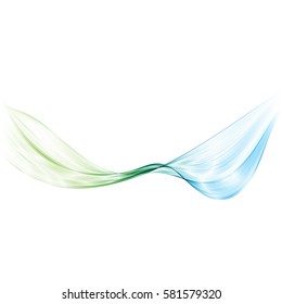 Abstract Wave Vector Background Blue and green wave on white background