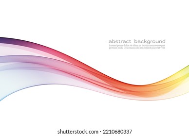 Abstract wave vector background, iridescent wavy lines. Spectrum wave color. Smoky wave. Wavy line color