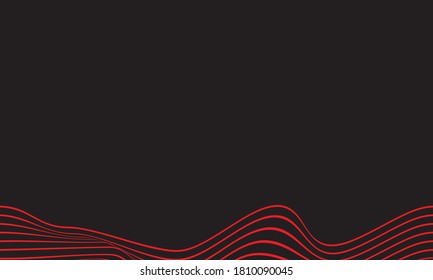 Abstract wave vector background. red and black curved line stripe. modern waves. wavy lines pattern. geometric line stripes. Trendy wavy background. 