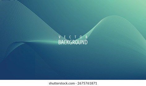 Abstract Wave Vector Background: Smooth Blue-Green Gradient Lines  Modern Fluid Design for Digital Art, Presentations, or Desktop Wallpaper.