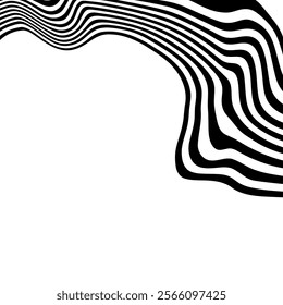 Abstract wave vector background. Stylized black White illusion. Modern graphic line art.